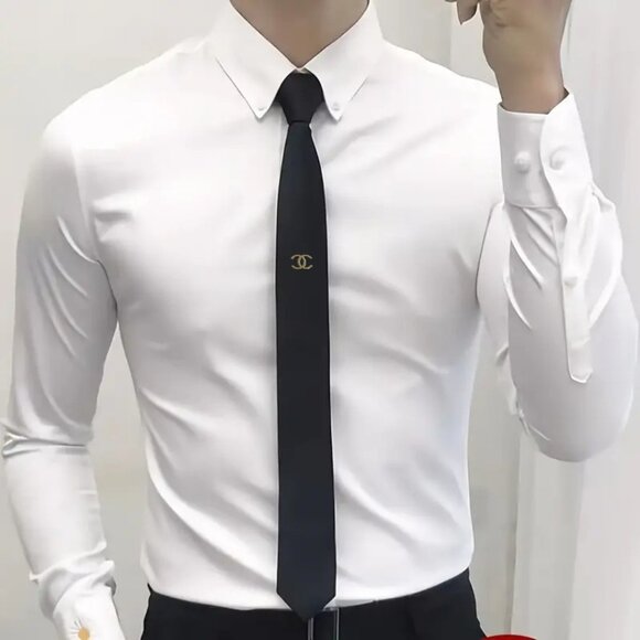 Vintage CHANEL tie tack lapel pin gold men’s jewelry women's black dress - Picture 3 of 10